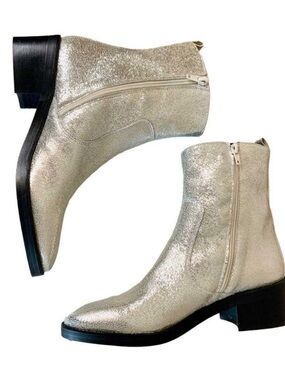 Miista London Metallic Silver Ankle Boots